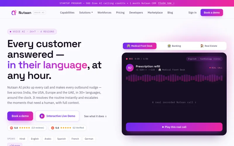 Nutaan — AI Calling Assistant & Chat Widget for Your Business screenshot
