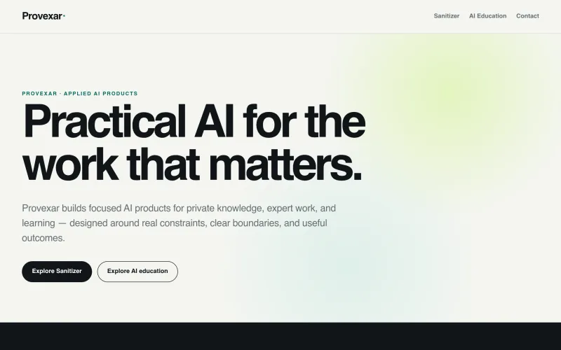 Provexar — Practical AI products screenshot