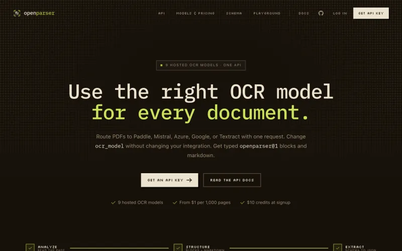 Hosted PaddleOCR API & Document Parsing API | OpenParser screenshot