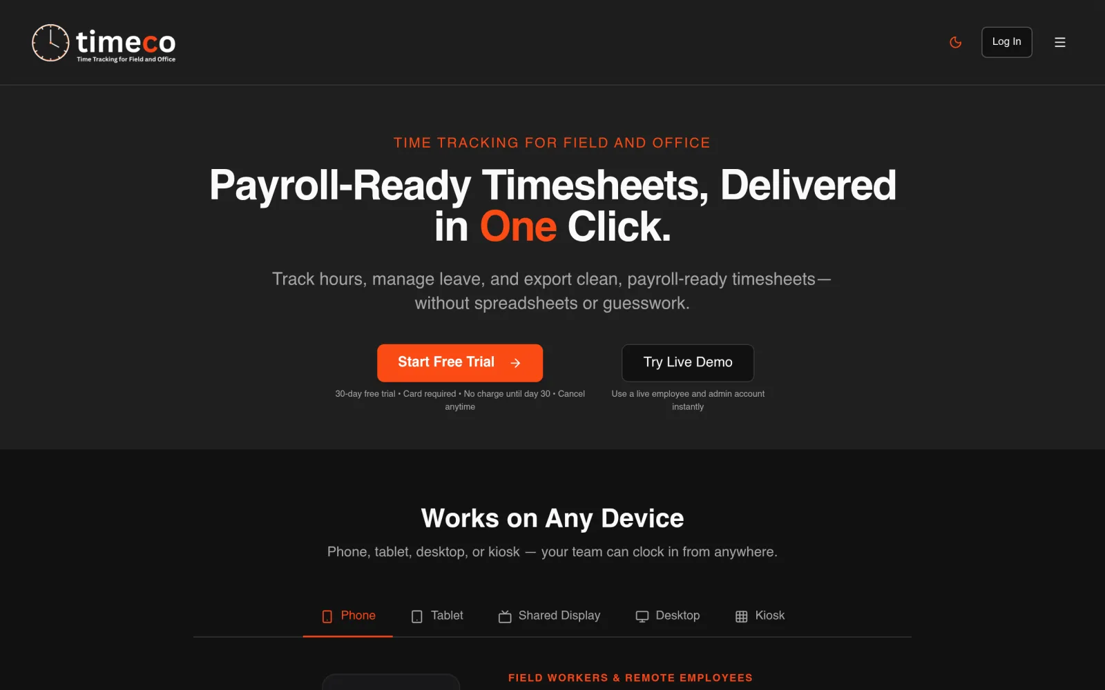 Timeco screenshot