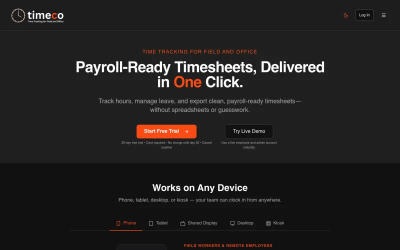 Timeco screenshot