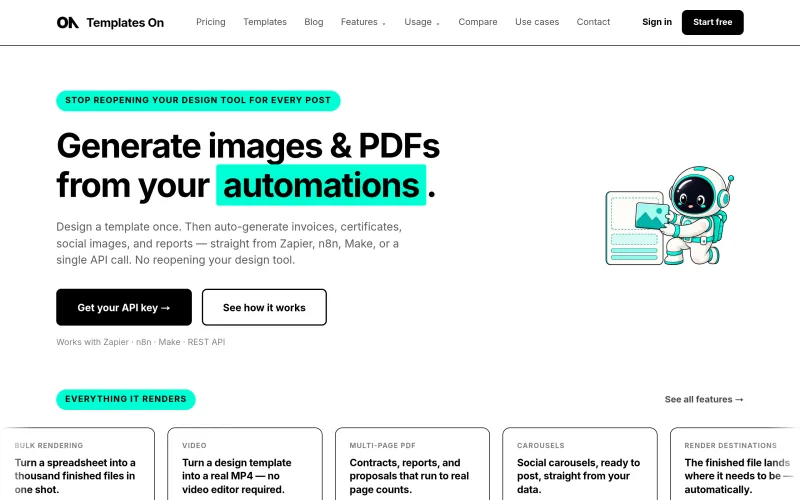 Templates On - Generate Images & PDFs From Your Automations screenshot