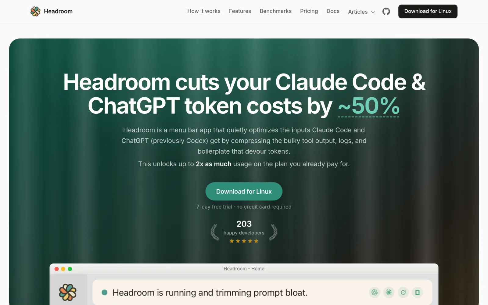 Cut Claude Code & Codex Costs ~50% | Headroom screenshot
