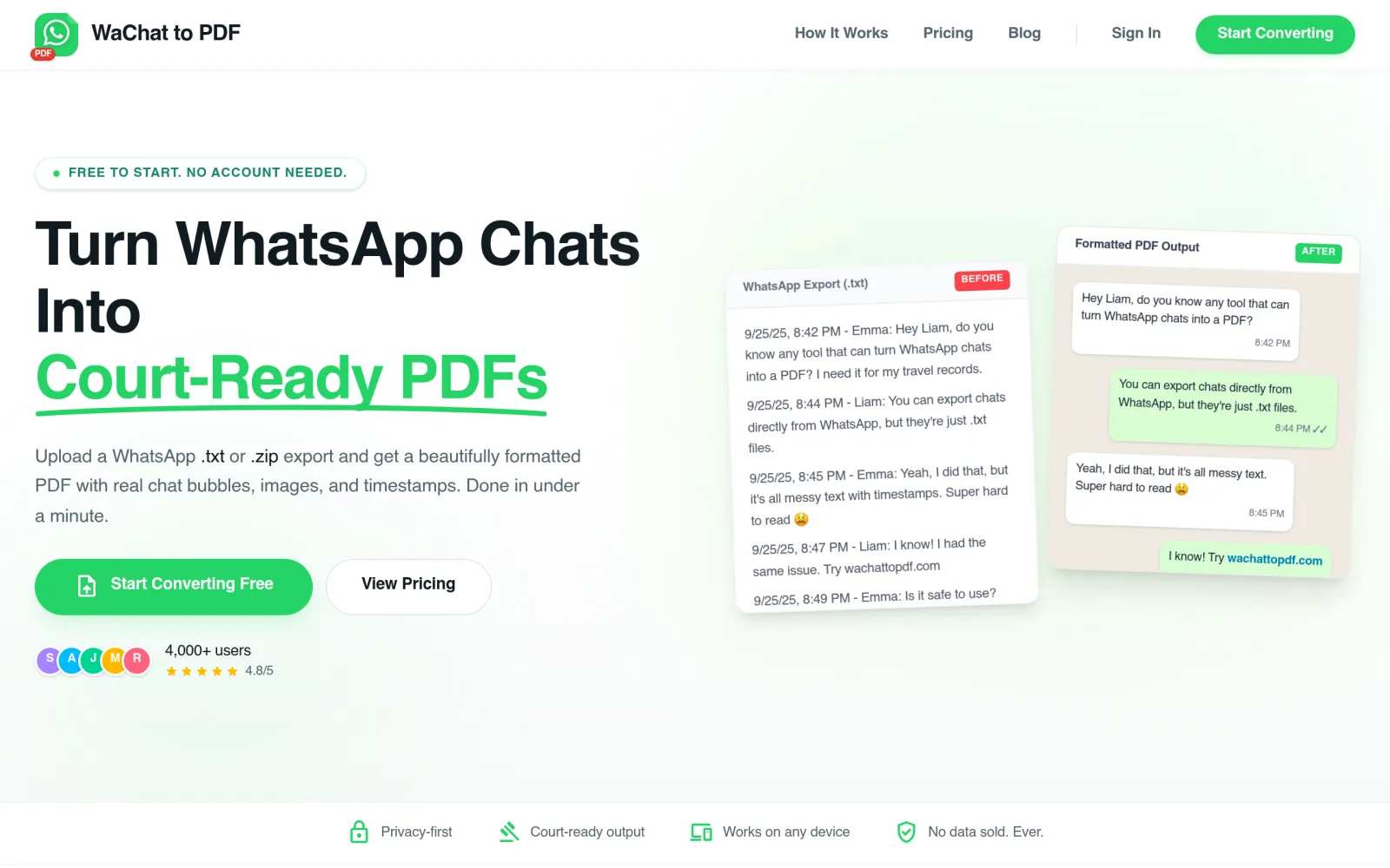 Wachattopdf screenshot