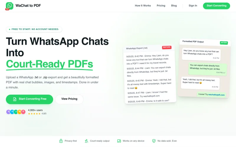 Wachattopdf screenshot