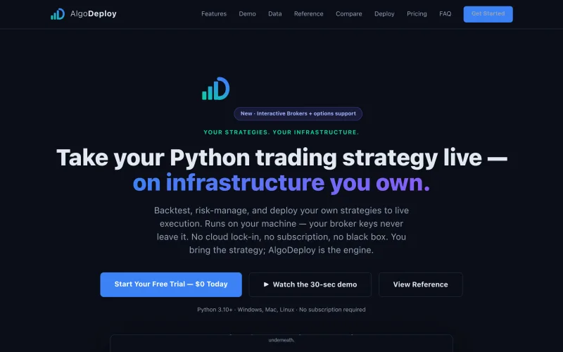 AlgoDeploy — Python Algo Trading Software screenshot