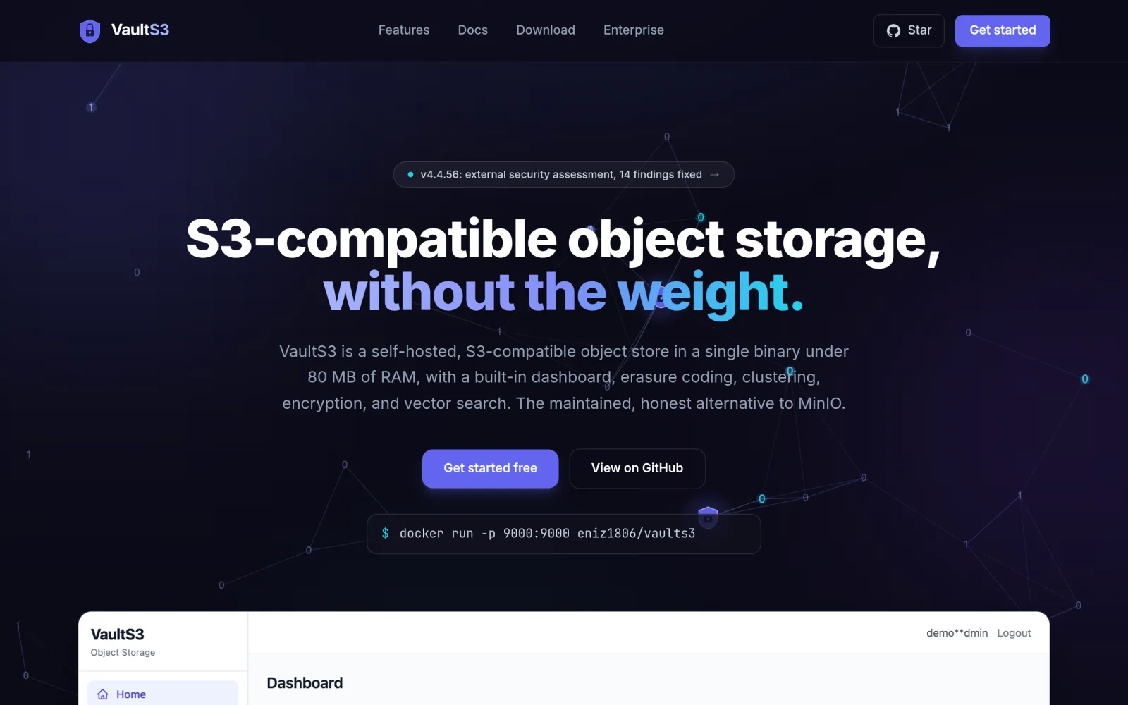 VaultS3 · Lightweight S3-Compatible Object Storage screenshot