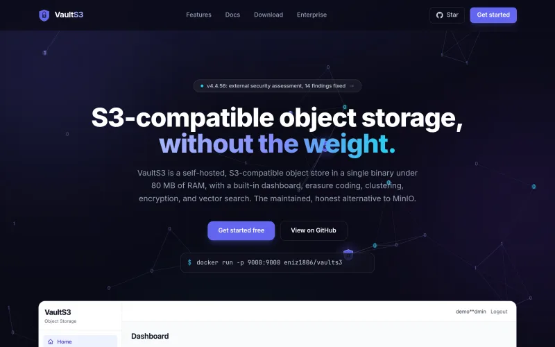 VaultS3 · Lightweight S3-Compatible Object Storage screenshot
