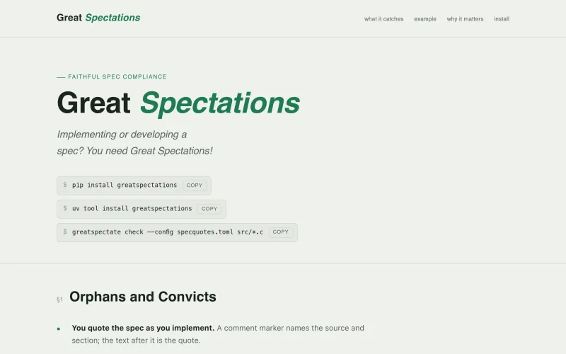 Great Spectations — spec quotes that don't drift screenshot