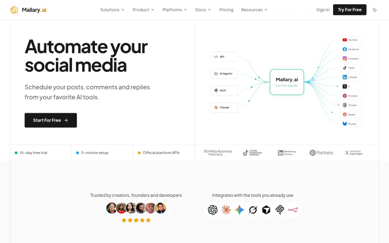 Mallary.ai: The Best Social Media Posting API for Developers & AI Agen screenshot