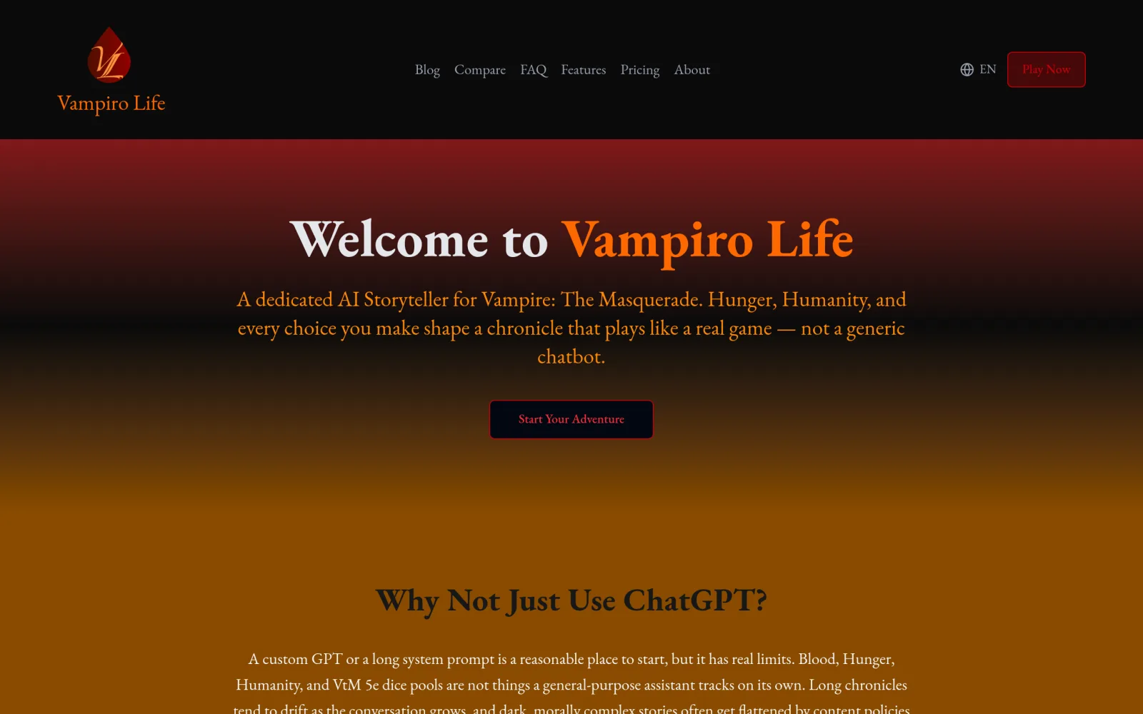Vampiro Life — AI Storyteller for Vampire: The Masquerade screenshot