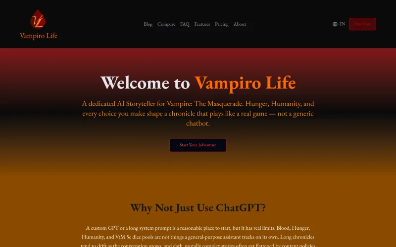 Vampiro Life — AI Storyteller for Vampire: The Masquerade screenshot