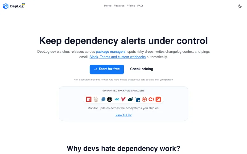 Deplog screenshot