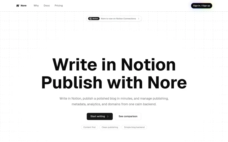 Write in Notion. Publish with Nore. - Nore screenshot