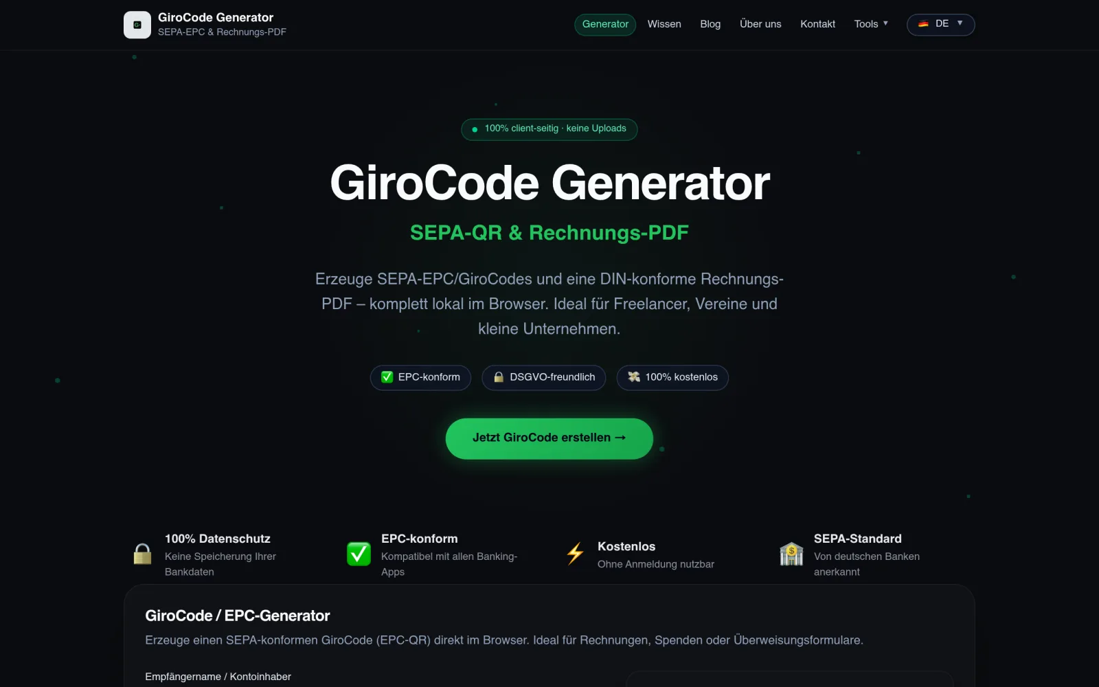 Girocodegenerator screenshot