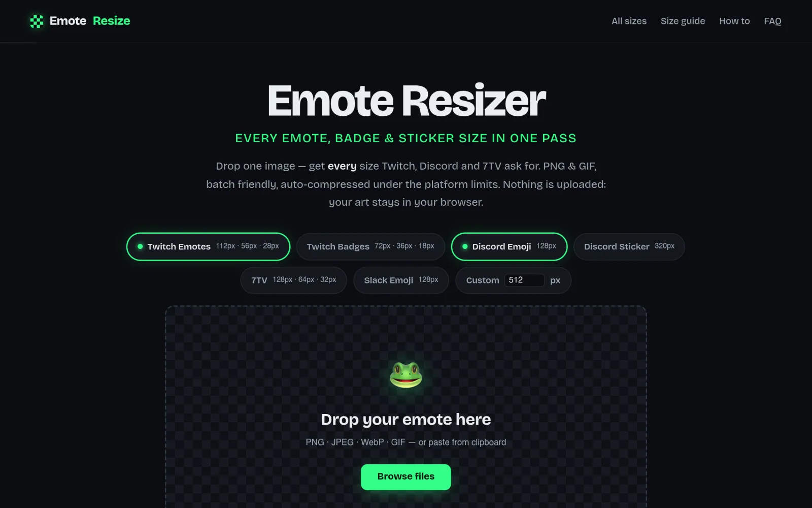 Emote Resizer — Free Twitch & Discord Emote Resizer screenshot