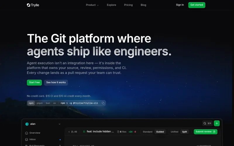 The Next-Gen Git Platform for Modern Teams | Trylle screenshot