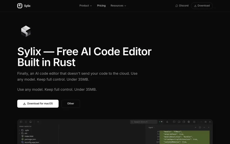 Sylix — Free AI Code Editor in Rust | Cursor Alternative | BYOK screenshot