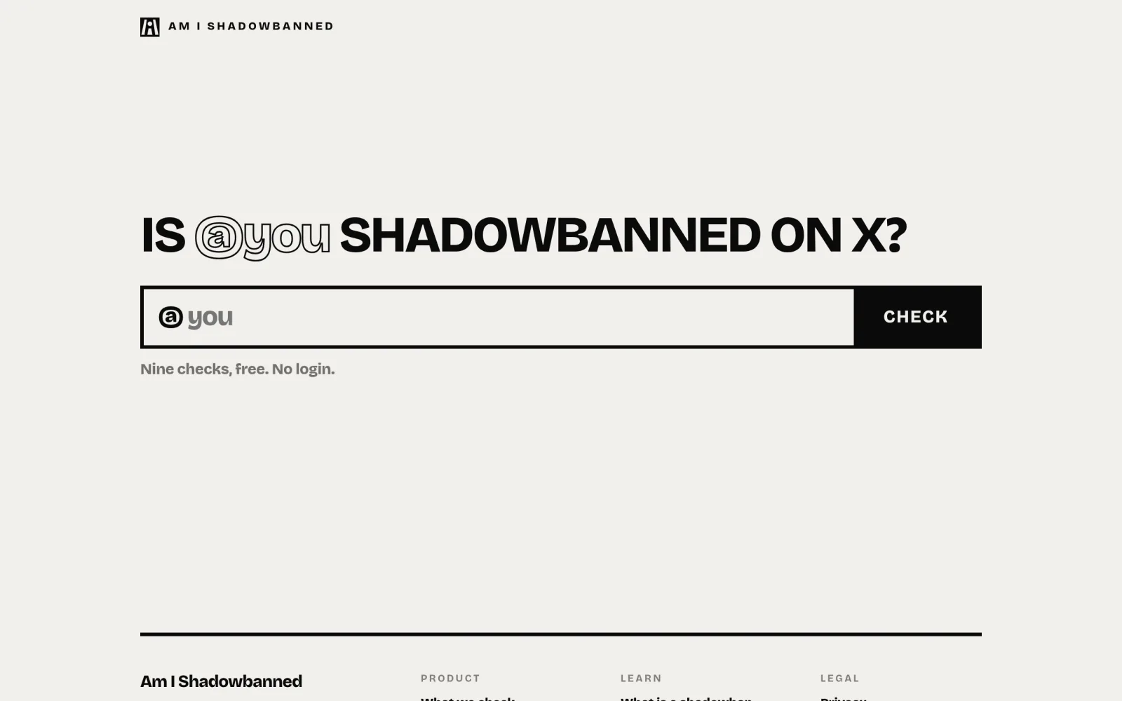 Am I Shadowbanned? · check any X handle, free screenshot