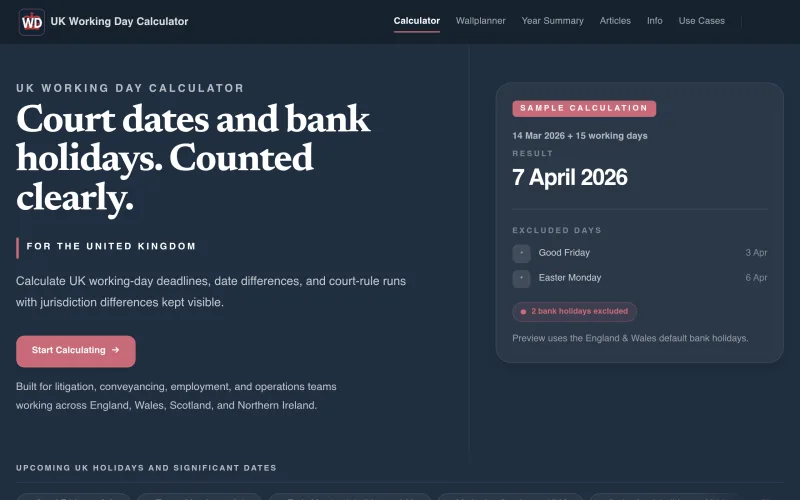 Workingdaycalculator screenshot
