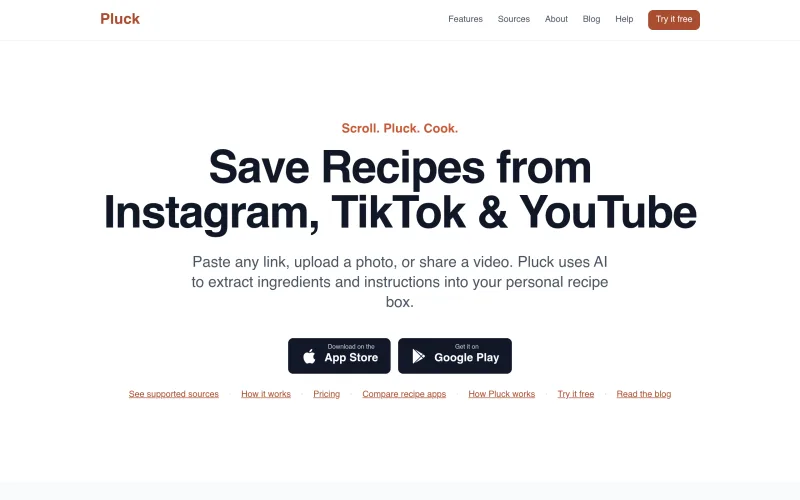 Pluckrecipes screenshot