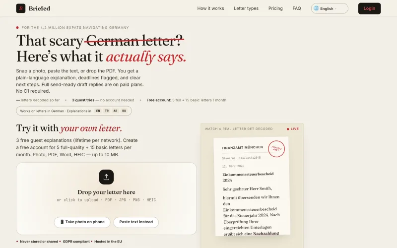Justbriefed screenshot