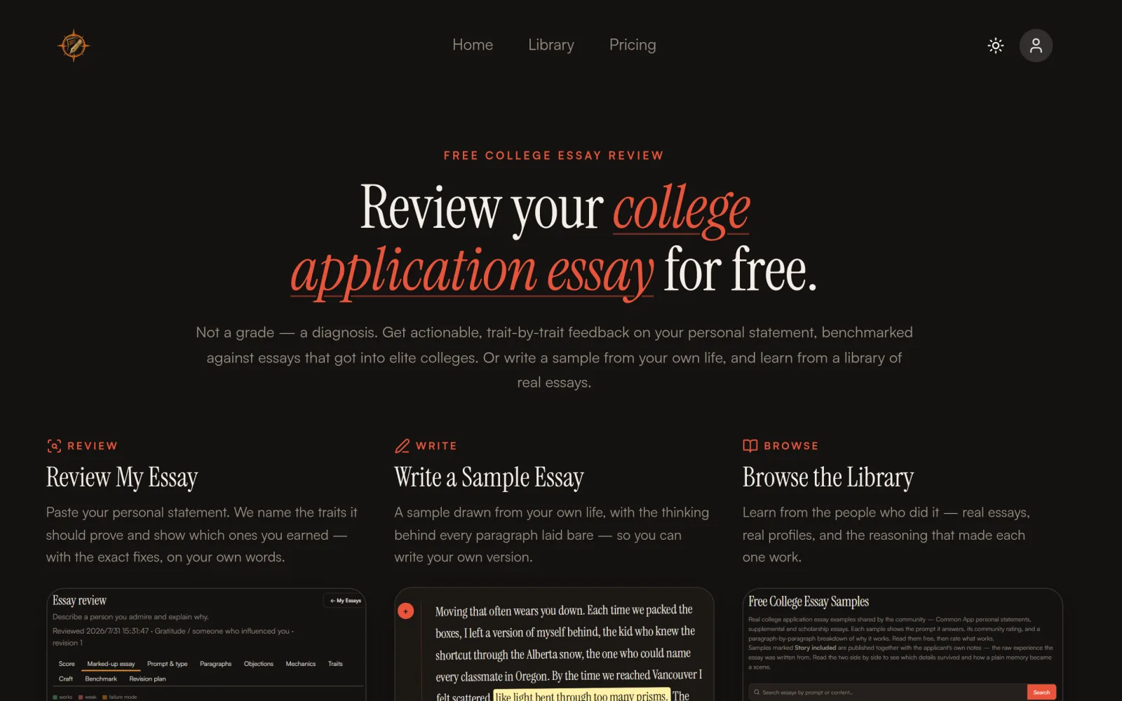 Review My College Application Essay for Free — EssayCompass screenshot