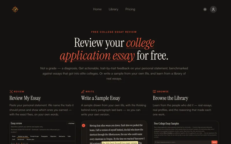 Review My College Application Essay for Free — EssayCompass screenshot