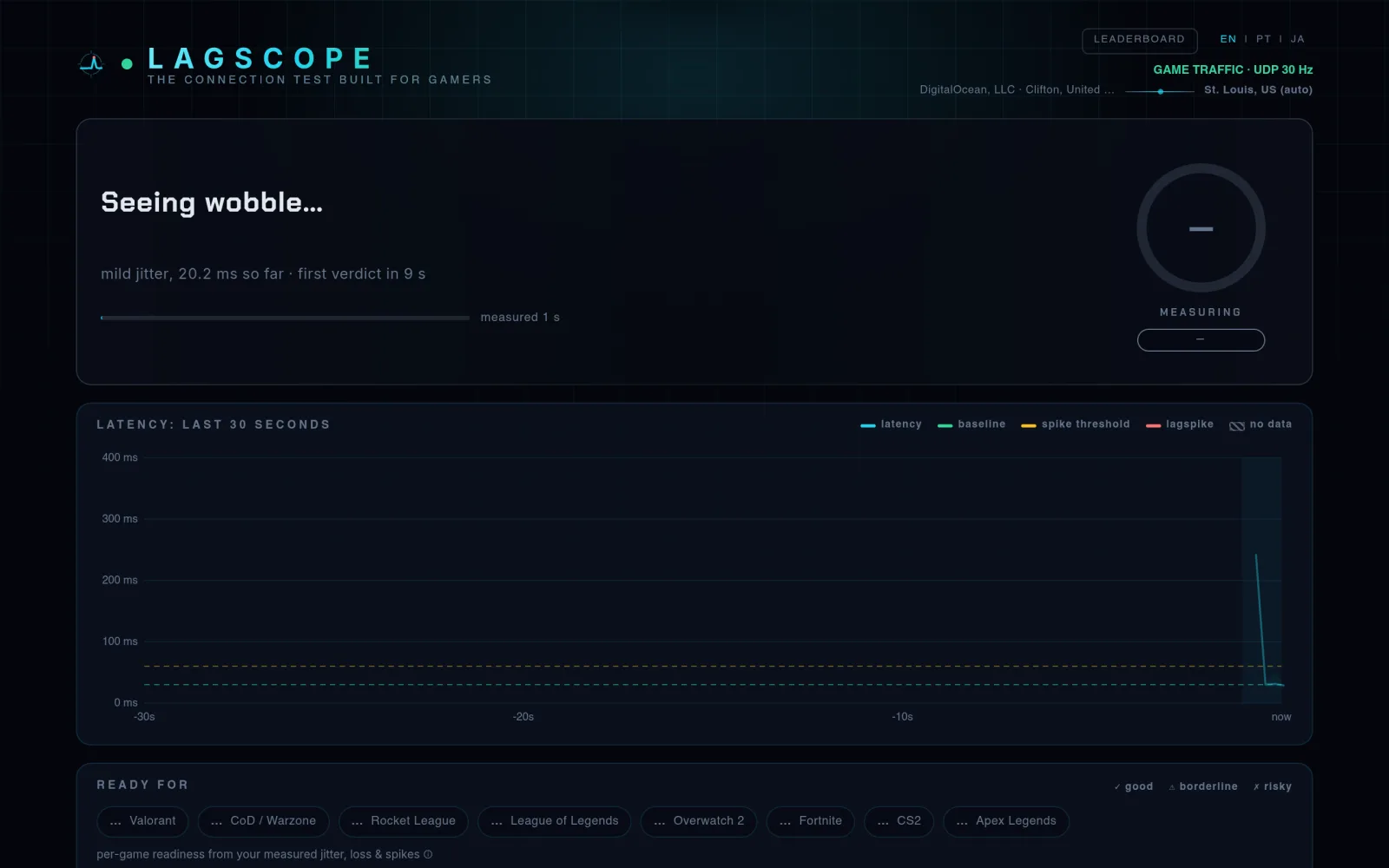 LagScope: The Connection Test Built for Gamers screenshot