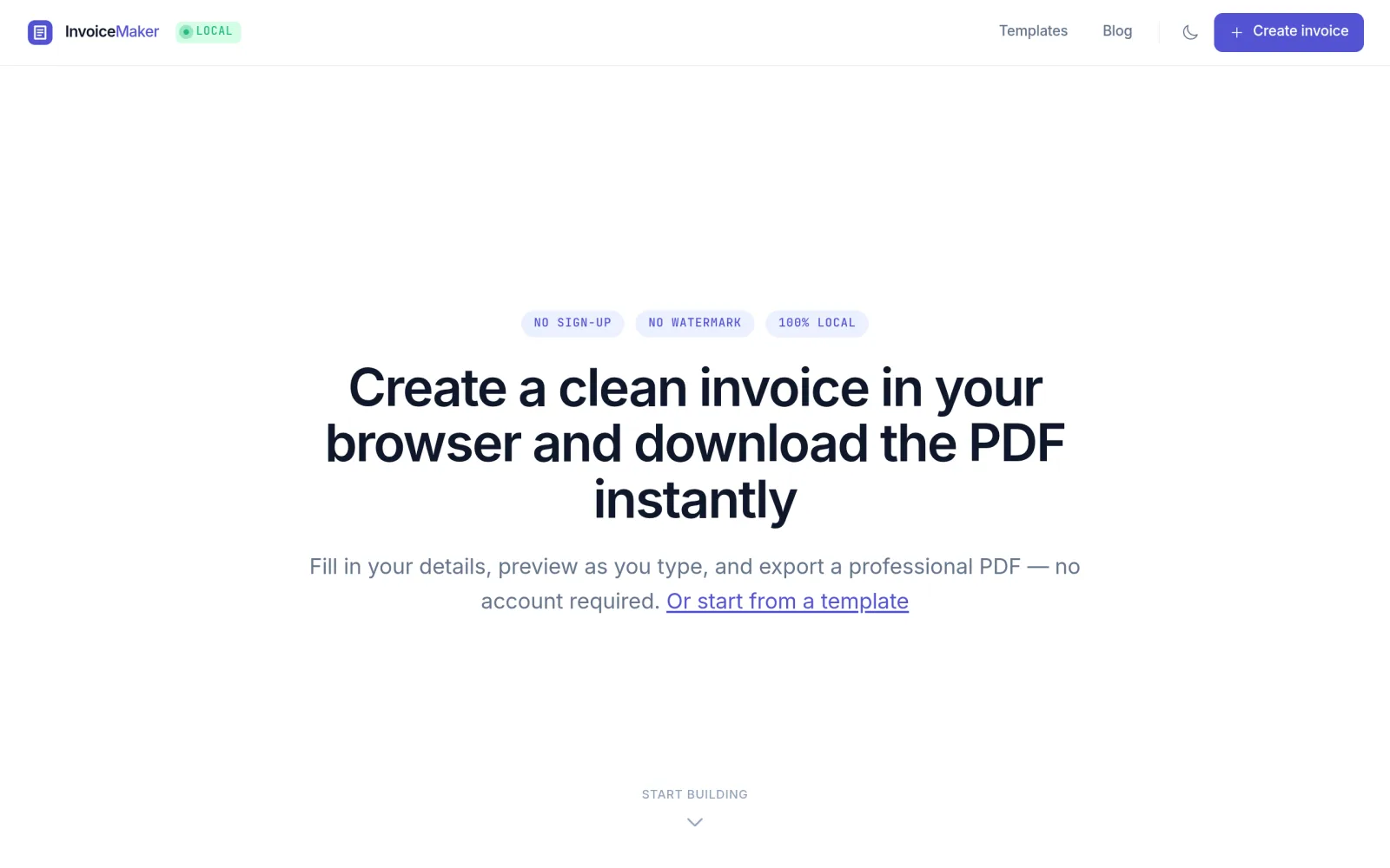 Free Blank Invoice Maker — Create & Download PDF | No Signup screenshot