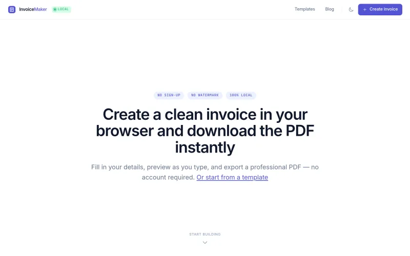 Free Blank Invoice Maker — Create & Download PDF | No Signup screenshot