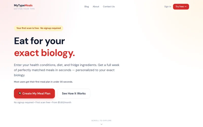 Mytypemeals screenshot