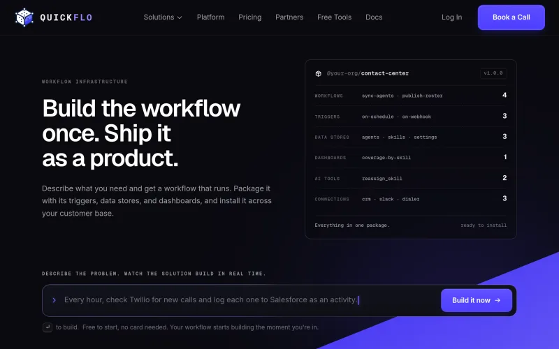 Build the workflow once. Ship it as a product. | QuickFlo screenshot
