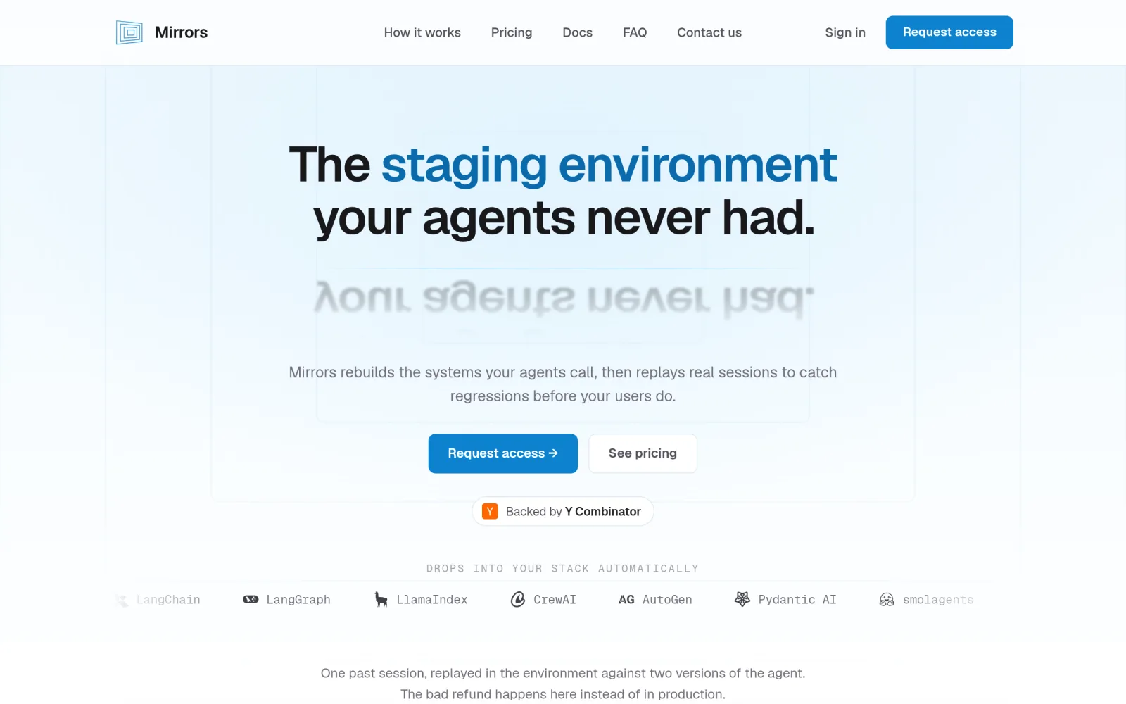 Mirrors | Staging Environments for AI Agents screenshot
