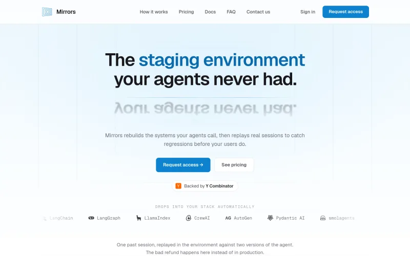 Mirrors | Staging Environments for AI Agents screenshot