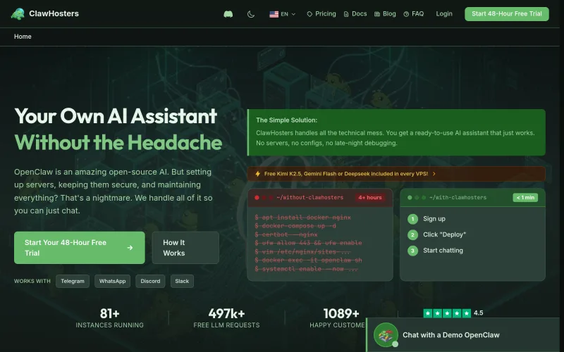 Clawhosters screenshot