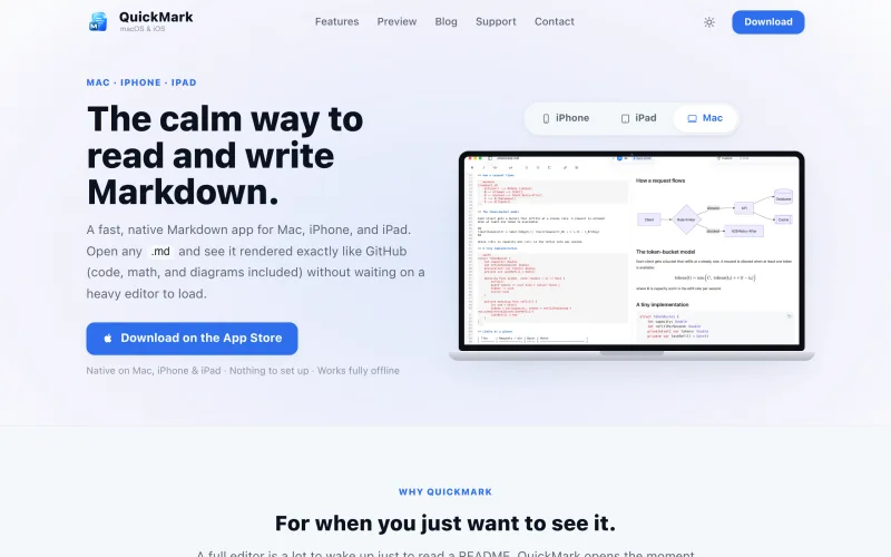 QuickMark: A calm, native Markdown app screenshot