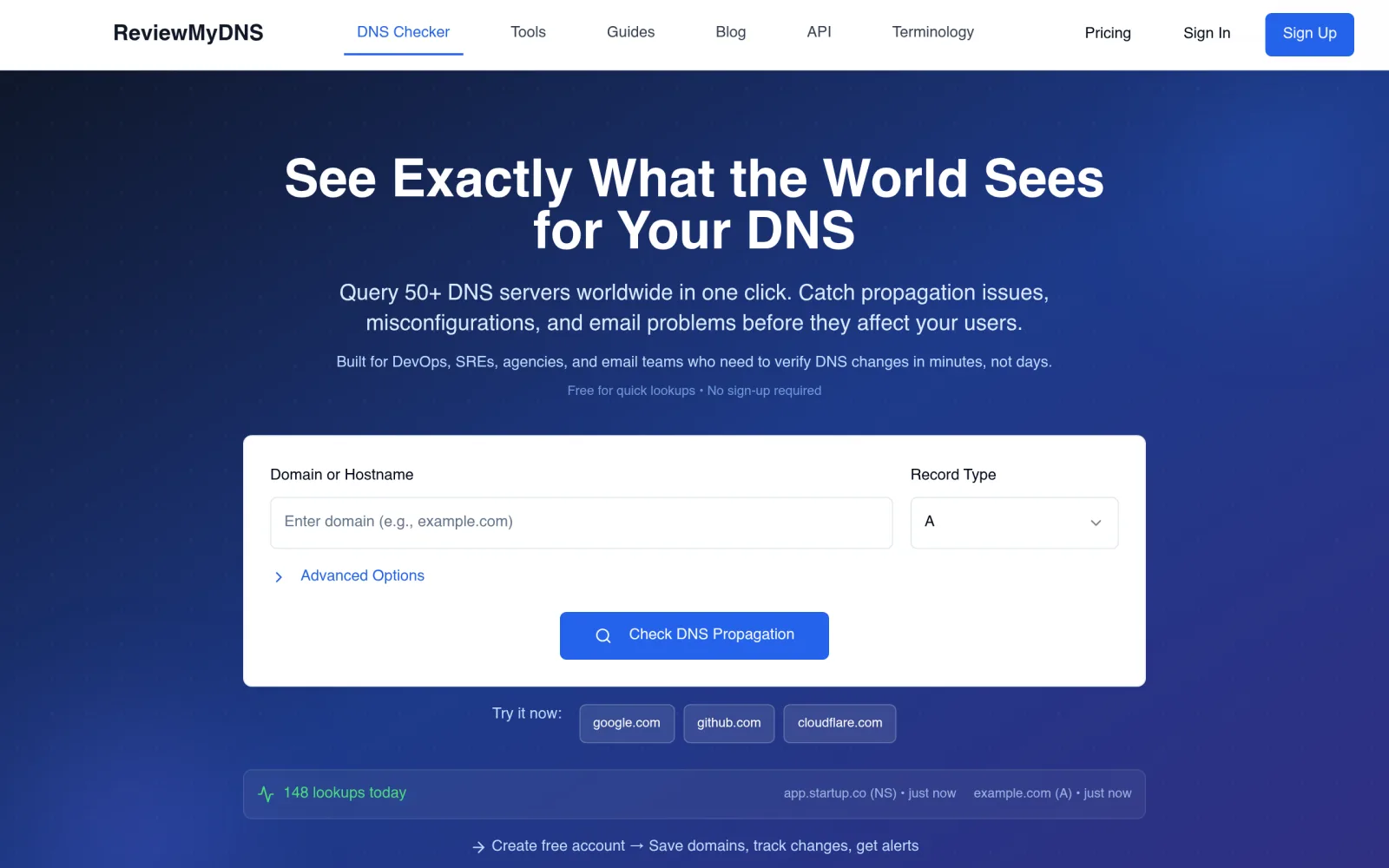 Reviewmydns screenshot