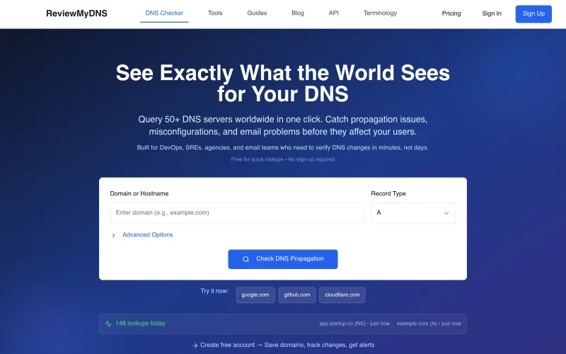 Reviewmydns screenshot