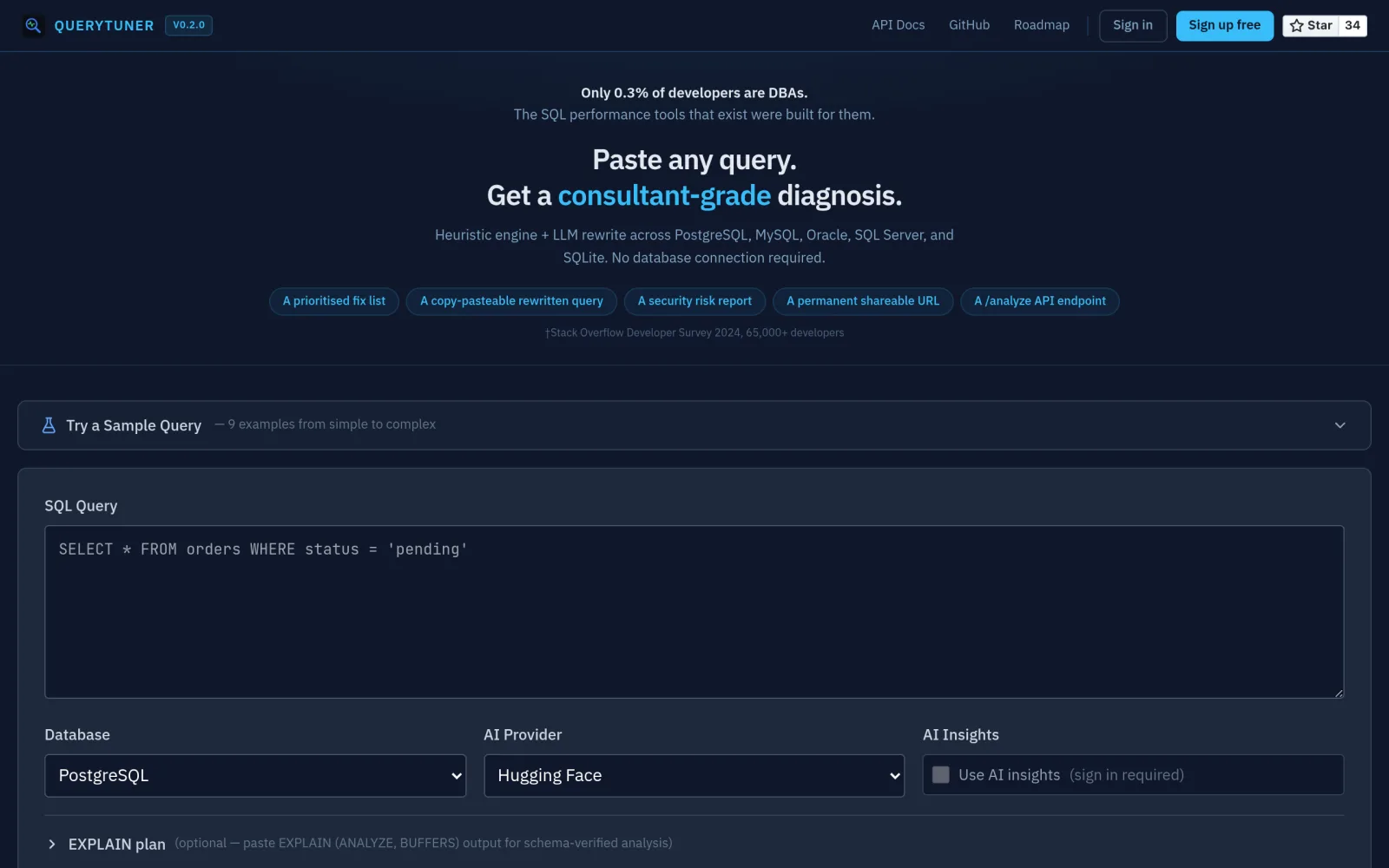 QueryTuner — AI SQL Query Diagnostics screenshot