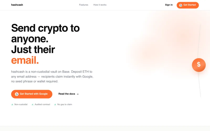 hashcash — pay USD to any email screenshot