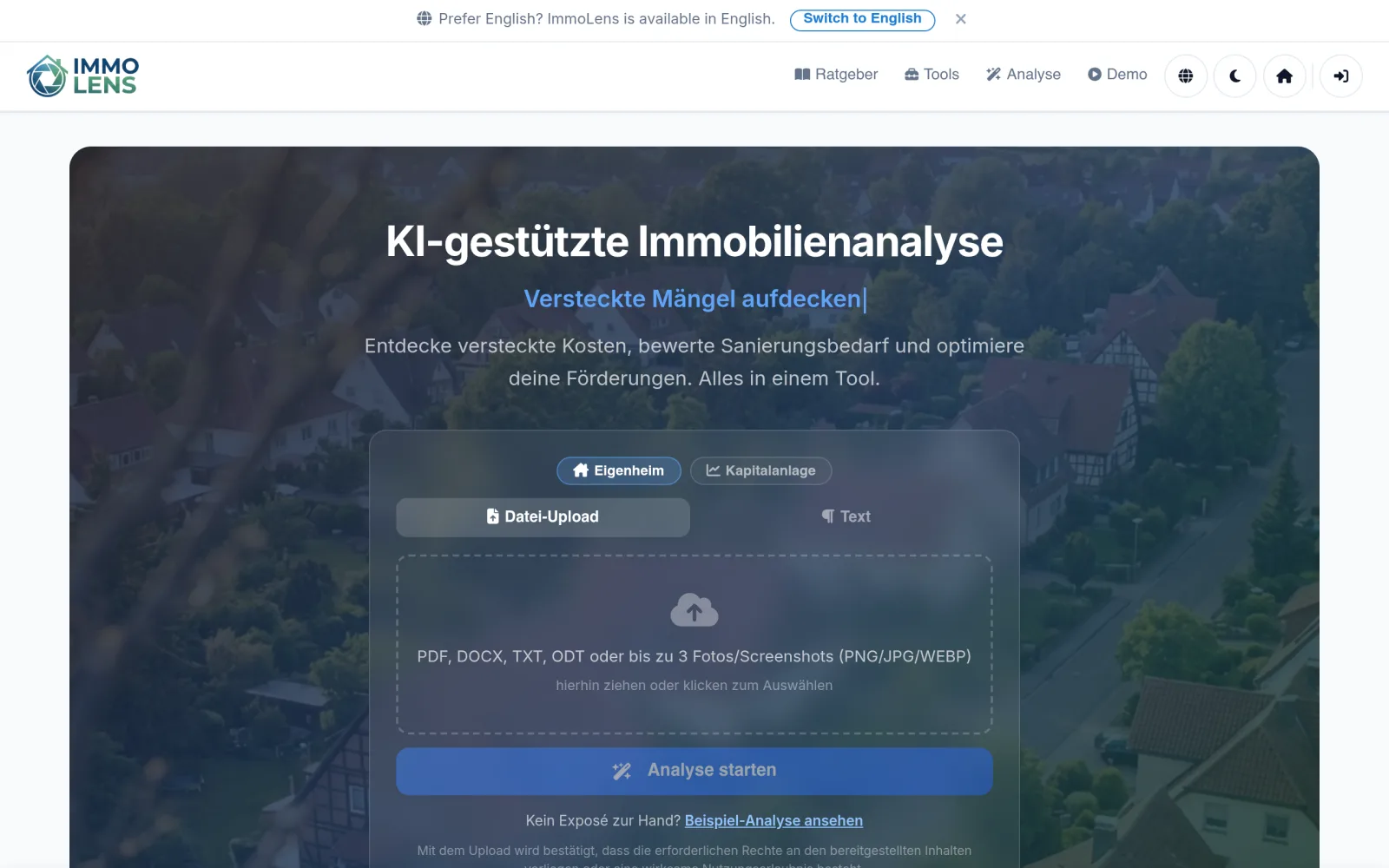 ImmoLens – KI-gestützte Immobilienanalyse screenshot