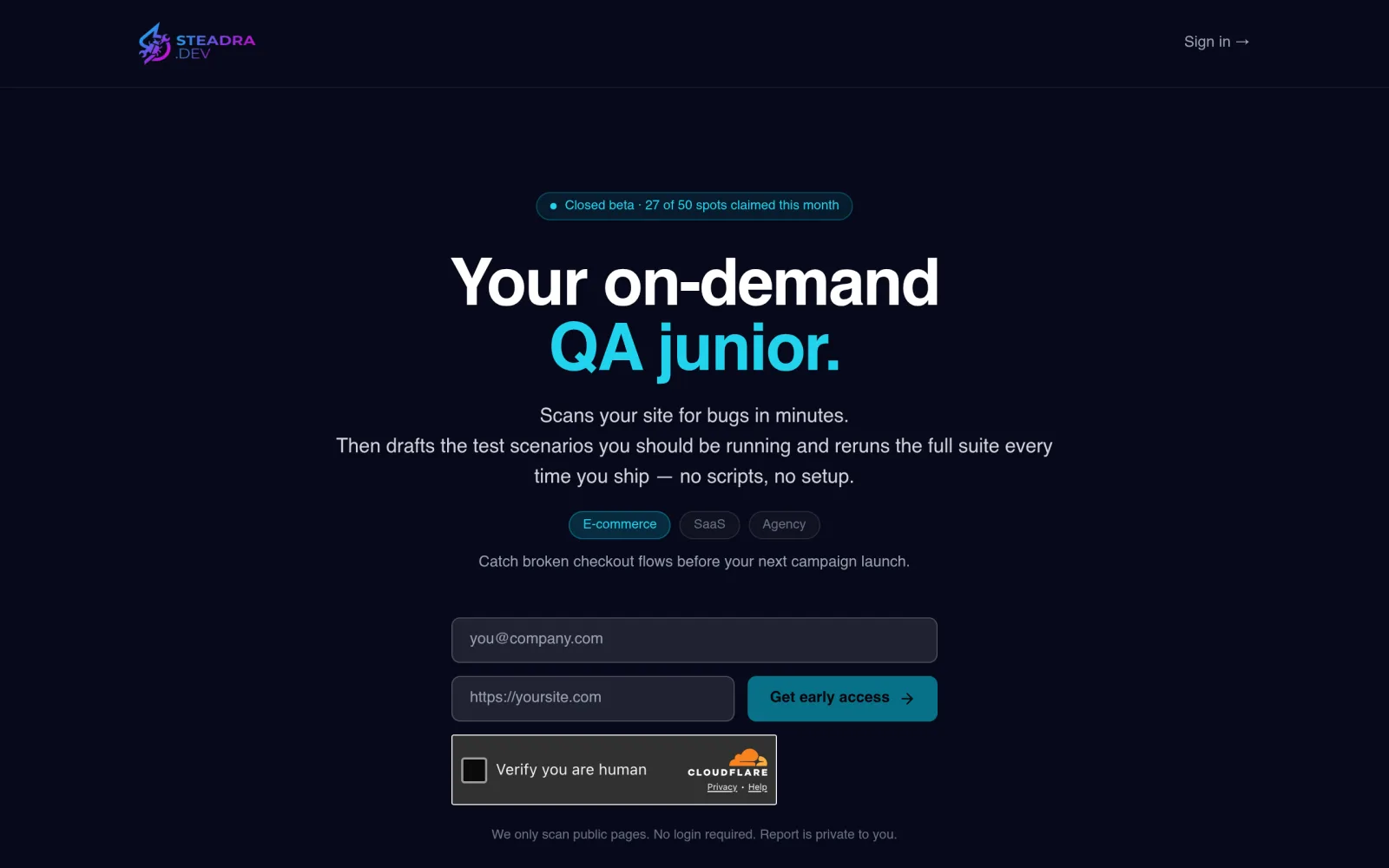 Steadra — QA that works while you sleep screenshot