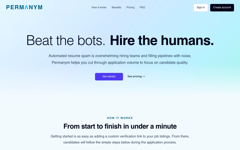 Permanym: Beat the bots. Hire the humans. screenshot