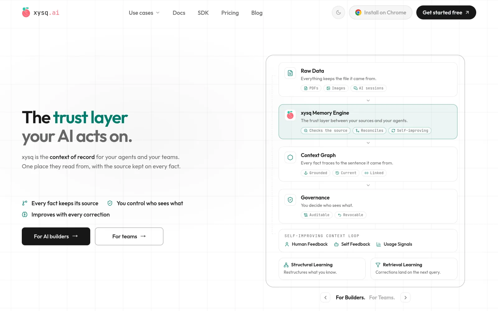 xysq.ai · The first self-improving context engineering platform. screenshot