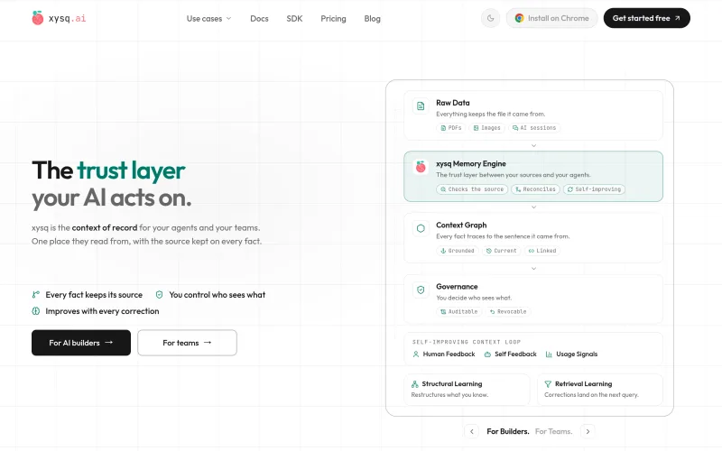 xysq.ai · The first self-improving context engineering platform. screenshot