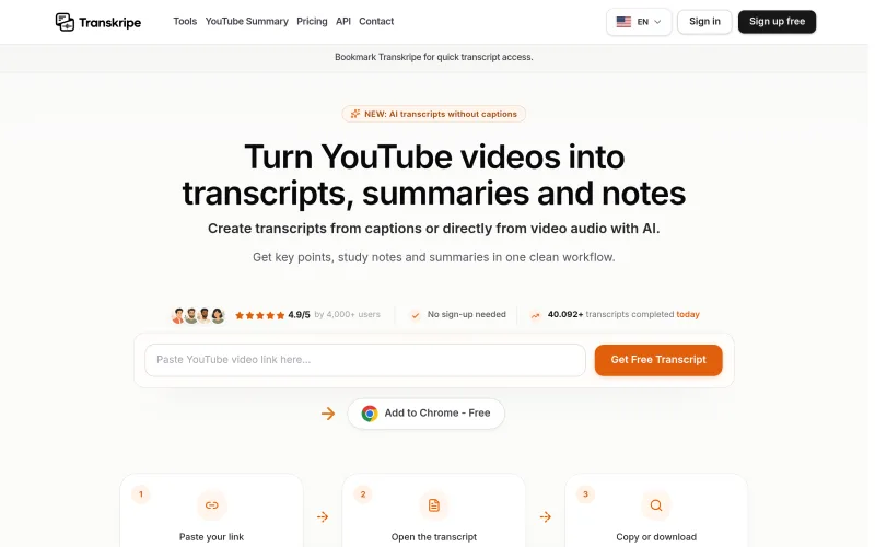 Transkripe screenshot