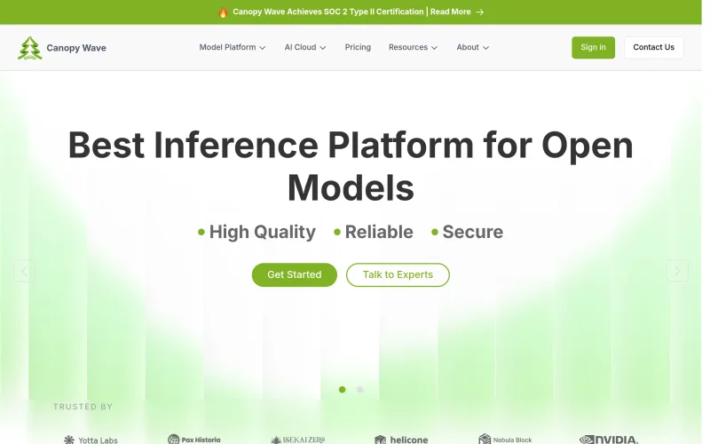 Canopy Wave - Best Inference Platform For Open Models screenshot