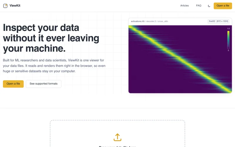 ViewKit: View HDF5, Parquet, CSV, Arrow & more data files online screenshot
