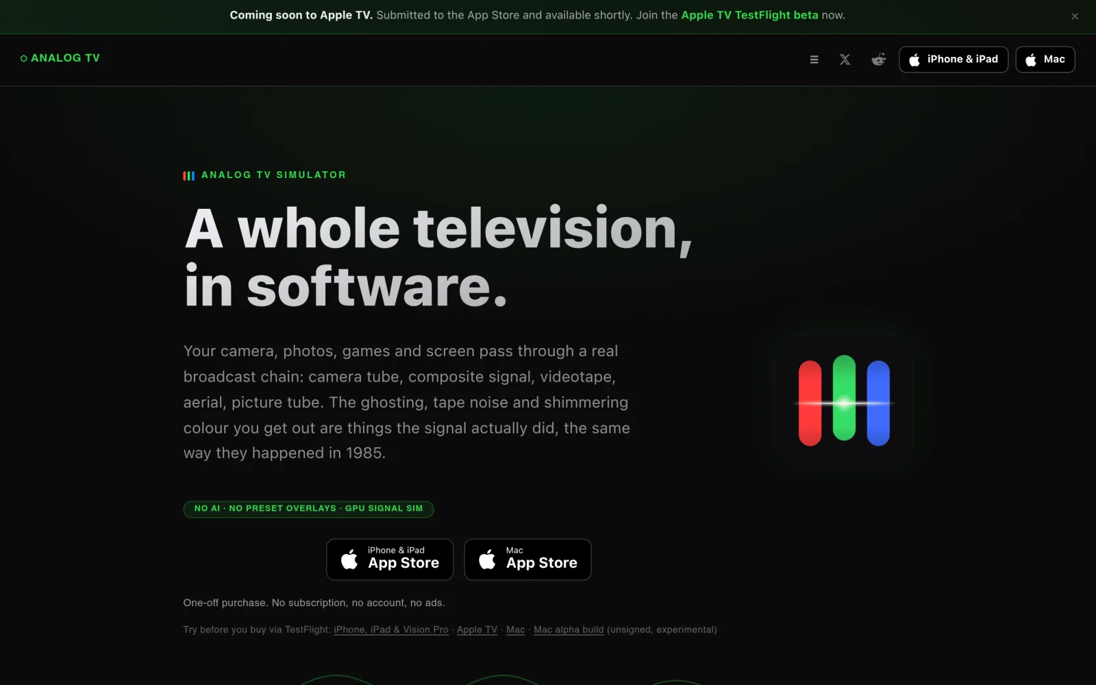 Analog TV Simulator: Physics-accurate CRT, VHS & broadcast TV screenshot